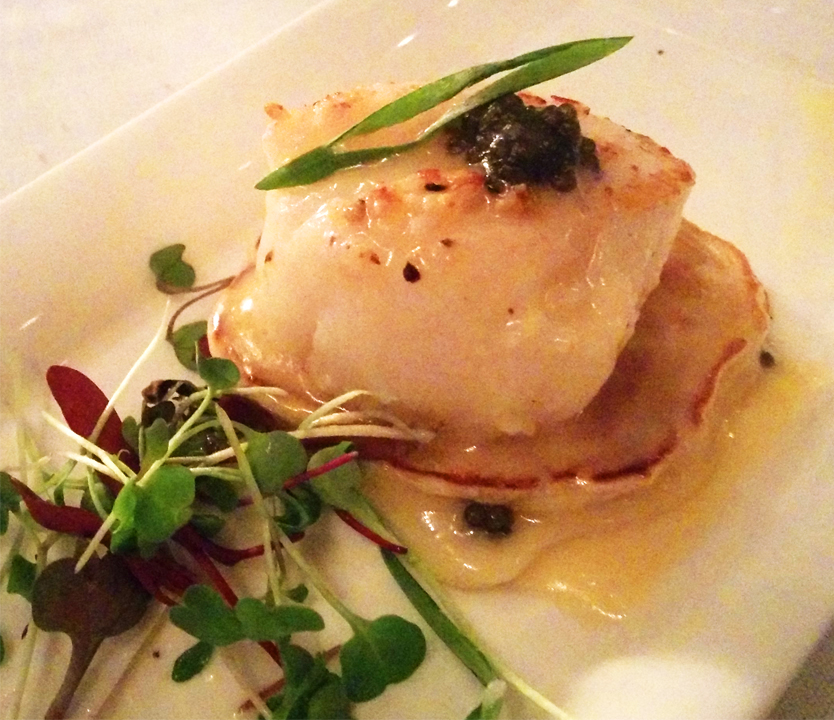 Beachwalk_Scallop_20160214_181630_4x5 Diver scallop with caviar, champagne beurre blanc