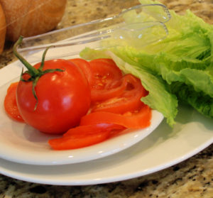 sliced vine ripened tomatoes, romaine lettuce